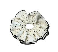 Scrunchies vintage francesi neri e bianchi for capelli, grandi elastici for capelli Dot Girls, accessori for capelli(White)