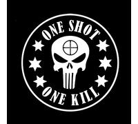 SCSHY Adesivo per Auto 14Cm * 14Cm Fashion One Shot One Kill Vinyl Car Window Sticker Decalcomanie Nero Argento