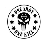 SCSHY Adesivo per Auto 14Cm * 14Cm Fashion One Shot One Kill Vinyl Car Window Sticker Decalcomanie Nero Argento