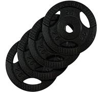 ScSPORTS® Dischi Pesi - 3 Fori di Presa, Ghisa, ⌀ 30/31 mm, Set da 4 x 0,5/1,25/2,5/5/10/15/20 kg, Nero - Weight Plates, Piastra Pesi per Palestra, Dischi per Bilanciere (10 kg (4 x 2,5))