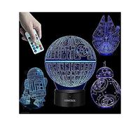 SCSYV 3D Star Wars Lamp - Star Wars Gifts - 4 Pattern&1 Base&1 Remote - Star Wars R2-D2/Bb8/Death Star/Millennium Falcon - Star Wars Light - Star Wars