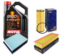 Sct Controllo Set 5L Motul 8100 x-Cess 5W-40 per VW Caddy II Scatola 1.9