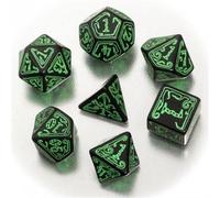 Q Workshop QworkshopSCTH21 - Set di dadi Call of Cthulhu, 7 pezzi, colore: nero e verde, multicolore