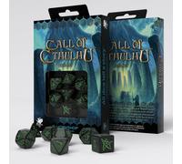 Q-Workshop Set di dadi Call of Cthulhu QworkshopSCTH21 – 7 pezzi nero e verde