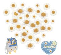 Sctmda 50 Pezzi Toppa Ricamata di Fiori Margherita Decorativi Ricamo Appliques Patch Adesivi per Abbigliamento