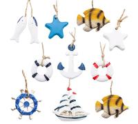 Sctmda Ancora Decorativa 10 Pezzi Kit di Decorazione Nautica Maritime Ciondolo Decorazioni da Appendere Marittime Nautico Decorazione Decorazione da Spiaggia a Tema Nautico Oggetto