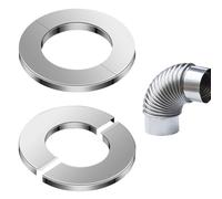 Sctmda Rosette in Acciaio Inox 2 Pezzi Rosetta Tubo Stufa 100mm Rosetta Canna Fumaria Rosone Coprimuro Rosetta di Copertura Divisa in Acciaio Inox Rosetta da Parete per Tubi Rubinetti Tubi Termici