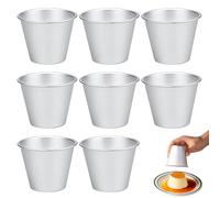 Sctmda Stampo Budino 8 Pezzi Mini Stampi per Budino Alluminio Budino Stampi Mini Torta Stampi Antiaderenti Stampi per Pudding in Alluminio Anodizzato Argento Stampi Cottura Strumento