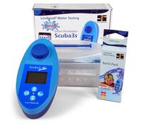 SCUBA 3S - Tester elettronico per piscina + Refill Pack - Trasferimento dati NFC - Collegamento app segnale luminoso - Misura 11 parametri dell'acqua - Include 60 compresse fotometri - Made in Germany