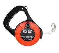 Scuba Choice Diving Dive Reel, 150ft White Line, Plastic Handle, Orange with 2" Clip - Multi-Purpose, Ideal for Scuba Diving, Spearfishing, And Underwater Adventures