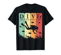 Scuba Diver Tavola Periodica Elementi Bandiera Immersione ARA Retro Maglietta