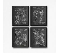 Scuba Diving Gift Wall Art Scuba Diving Posters Set of 4 Scuba Diving Patent Prints Diving Gift for Scuba Diver Scuba Décor WB246-WB249 (33cm x 48cm, Chalkboard Black)