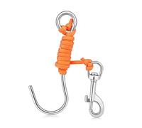 Scuba Diving Reef Hook, Gancio Doppio Acciaio Inossidabile con Cordino Spiralato per Immersione Accessori Sicurezza Spirale Lanyard Subacqueo Ganci Drift Linea Cave Dive Da Deriva Filo Clip Subacquea