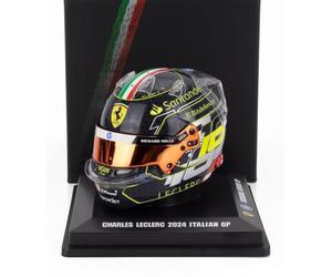Scuderia F1 Team, Ufficiale LookSmart Spark Model, Charles Leclerc 2024 Special Edition Winner Monza Mini Casco Scala 1/5, Nero, Giallo