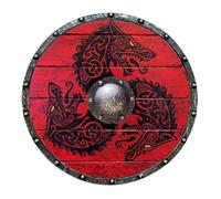 Scudo antico medievale, antico scudo per cosplay - Soldato di lupo in legno Battaglia artigianale pronto scudo,Battle artigianale pronto, accessori per costumi medievali per gli uomini per il ragazzo