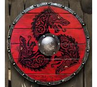 Scudo da Guerriero Larp Viking - Scudo Rotondo Medievale con Design di Uccello in Legno e Acciaio, Replica Nautica di Armatura per Halloween, Decorazione Templare e Norrena #D