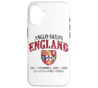 Scudo dei Regni dell'Inghilterra anglosassone con scritta bianca invecchiata Custodia per iPhone 16