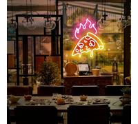 Scudo per pizza al neon, fiamme per pizza negozio, Pizza Shop Finestra Aperto Cartello aziendale Personalizzato, Ristorante Aperto LED Light Pizza Targa da parete