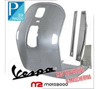 SCUDO PER VESPA PX 125 150 200 LAMIERATO COMPLETO PEDANA CON TRAVERSINE E MASCHE