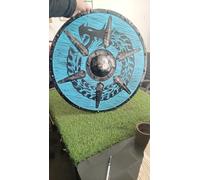 Scudo vichingo medievale autentico indossato da battaglia The Last Kingdom Cosplay Battle Ready Shield completamente funzionale per la battaglia per soldato/guerriero (61 cm) (scudo drago vichingo)