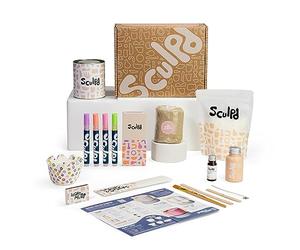Sculpd Kit per realizzare candele in ceramica con argilla asciutta all'aria e penna acrilica per principianti, kit per principianti con cera di soia ecologica atossica, olio profumato, vernice per