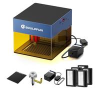SCULPFUN iCube Pro Max Macchina per incisione laser portatile 10 W, con pompa ad aria, piano di lavoro a nido d'ape e ovatta filtrante originale 5 pezzi, taglierina incisore laser per legno