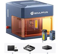 SCULPFUN iCube Ultra Deluxe Incisore laser Doppio modulo con rullo rotante laser RA Mini, fotocamera iCAM, kit di assistenza aria e piastra a nido d'ape, laser a diodo 12 W + laser a infrarossi 1,2 W