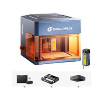SCULPFUN iCube Ultra Deluxe Macchina per incisione laser da 12 W con rullo rotante laser RA Mini, fotocamera iCAM, kit di assistenza aria e piastra a nido d'ape, taglierina e incisore laser portatile