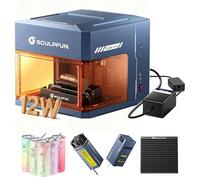 SCULPFUN iCube Ultra Dual Macchina per incisione laser a diodo da 12W + laser rosso da 1,2W area di lavoro 150 x 135 mm con filtro antifumo, piastra a nido d'ape, kit pompa dell'aria