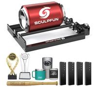 sculpfunDIY Rullo rotante laser ad asse Y per macchine per incisione laser, girevole a 360°, per incisione laser di oggetti cilindrici, 4 cornici booster, supporta il 99% delle macchine per incisione