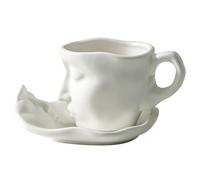 Sculpture Coffee Mug - Couple Espresso Cups, Romantic Tea Mugs, Artistic Coffee Set, Face Sculpture Mug Kissings Art Cup | Handmade Abstract Couple Design Romantic Home Decor Gift Set