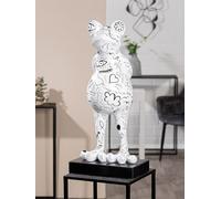 Sculpture, Frog, Single-line design, Marble, white, PU 1, L. 30 cm, W. 30 cm, H. 68 cm