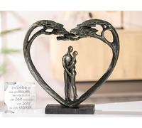 Sculpture, Heart, Couple motif, Synthetic resin, bronze colored, PU 1, L. 8 cm, W. 32 cm, H. 32 cm