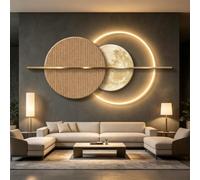 Sculpture Murale 3D LED, Décoration Moderne en Grès pour Salon, 160x80cm | Texture Grès Artisanale, Éclairage LED Ambiant, Art Mural 3D, Décoration Salon Moderne(A MS-LED,80*160cm/31.5*63in)