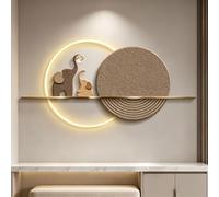 Sculpture Murale 3D LED, Décoration Moderne en Grès pour Salon, 160x80cm | Texture Grès Artisanale, Éclairage LED Ambiant, Art Mural 3D, Décoration Salon Moderne(D RC-LED,80*160cm/31.5*63in)