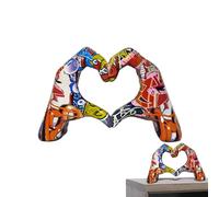 Scultura a forma di cuore | Colorato graffiti amore gesti | Sculture colorate a forma di cuore, decorazioni colorate per gesti d'amore, personaggi pop-art, decorazione per la casa