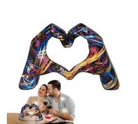 Scultura a Forma di Cuore con Mano, Scultura con Gesto della Mano Verso Il Cuore, Ornamenti con Gesto d'Amore, Decorazione Romantica, Gesto d'Amore, Dipinto colorato, Statuette Pop Art con Gesto d'am