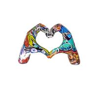 Scultura a Forma di Cuore con Mano, Scultura con Gesto della Mano Verso Il Cuore, Ornamenti con Gesto d'Amore, Decorazione Romantica, Gesto d'Amore, Dipinto colorato, Statuette Pop Art con Gesto d'am