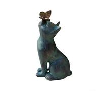 Scultura a forma di gatto con farfalla, decorazione unica in resina per qualsiasi spazio interno o esterno (con farfalle)