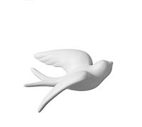 Scultura artificiale fatta a mano in ceramica bianca di uccelli di rondine da appendere alla parete in 3D