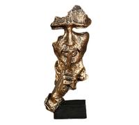Scultura artistica con viso pensatore, statua di uomo silenzioso, statua creativa di uomo, statuetta di viso di uomo silenzioso, scultura astratta moderna per decorazione domestica, mensola da tavolo