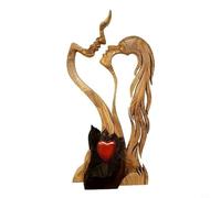 Scultura astratta fatta a mano in legno di pino coppia di amore eterno statua in legno di pino delicato ornamento amante bacio decorazione decorativa