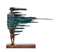 Scultura astratta in bronzo, 46,5 cm, scultura in bronzo a forma di ragazza "La bellezza nel vento", fatta a mano, arte moderna, decorazione per corridoio, casa, hotel e corridoio