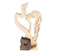 Scultura Astratta in Legno Fatta a Mano, Statua di Coppia D'amore Eterno Ornamento Amante Romantico Bacio Arte Decorativa Ornamento Eterno in Legno per la Camera da Letto di Casa