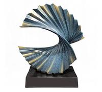 Scultura Astratta Moderna con Base Nera, Onda oceanica, Decorazione da Tavolo, Decorazioni Eleganti per Soggiorno, Camera da Letto, scrivania da Ufficio, armadi, Bianco, Altezza 28 cm