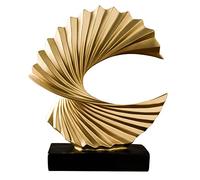 Scultura Astratta Moderna con Base Nera, Onda oceanica, Decorazione da Tavolo, Decorazioni Eleganti per Soggiorno, Camera da Letto, scrivania da Ufficio, armadi, Bianco, Altezza 28 cm