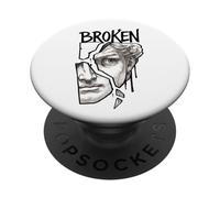 Scultura classica spezzata con faccia statua nera minima PopSockets PopGrip Adesivo