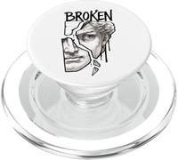Scultura classica spezzata con faccia statua nera minima PopSockets PopGrip per MagSafe