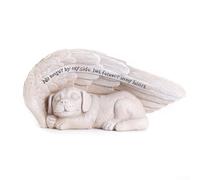 Scultura commemorativa per cani da esterno con ali d'angelo, statua commemorativa per animali domestici in resina progettata per resistenza agli agenti atmosferici e atmosfera tranquilla del giardino