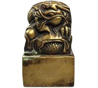 Scultura da Giardino per Esterni, Collezione di antiquariato Cinese, Decorazione Feng Shui, Statua in Ottone Puro con Sigillo dell'imperatore Drago Che attrae ricchezza